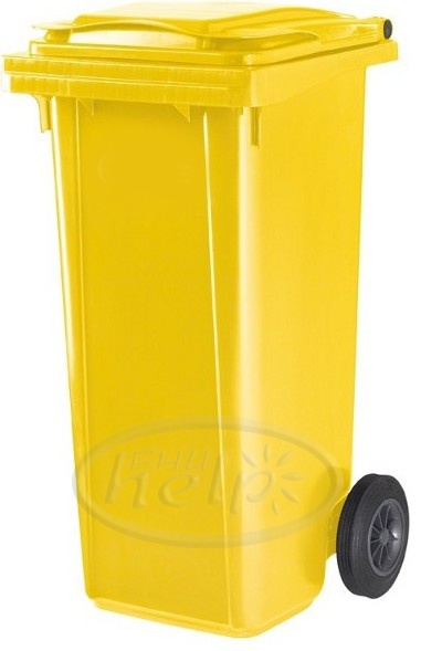 żółty pojemnik dwukołowy na odpady