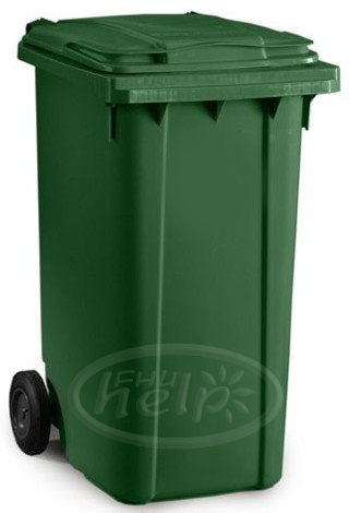 zielony pojemnik dwukołowy na odpady